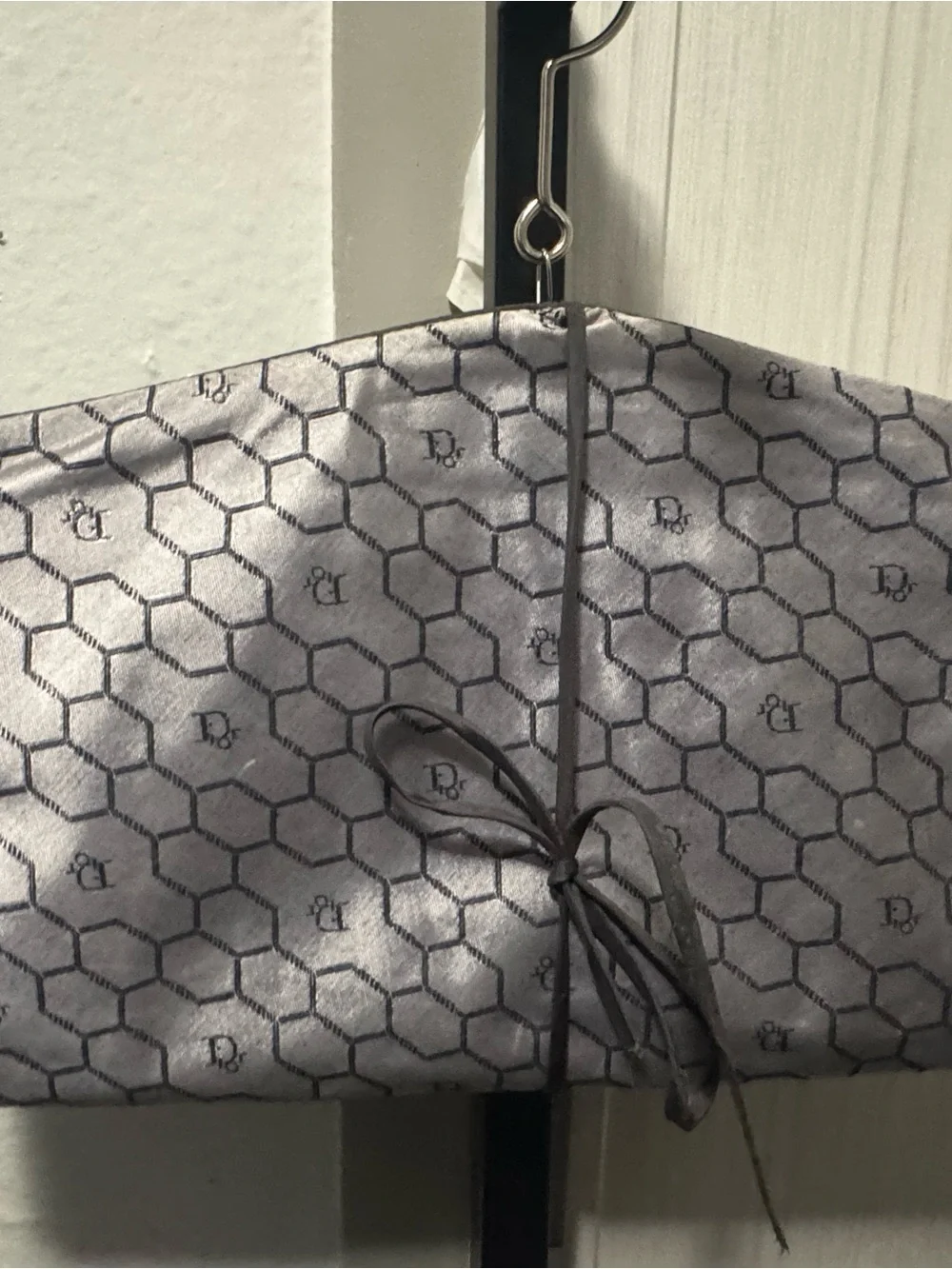 Dior Gray Hexagon Monogram Makeup/Jewelry organizer with Bow Tie Accent